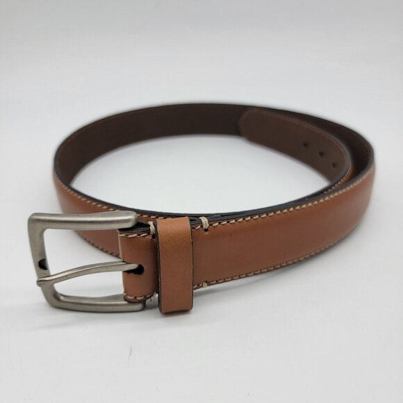 NWOT Men’s Full Grain Genuine Leather Belt‎  Casual Dress Caramel Brown Color 42 - Picture 1 of 5